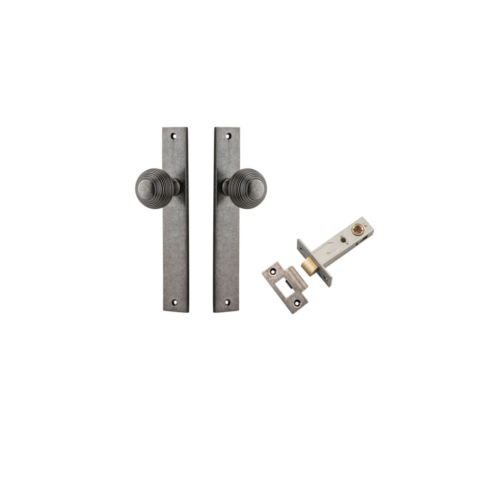 Guildford Knob - Rectangular Backplate Passage Kit Distressed Nickel