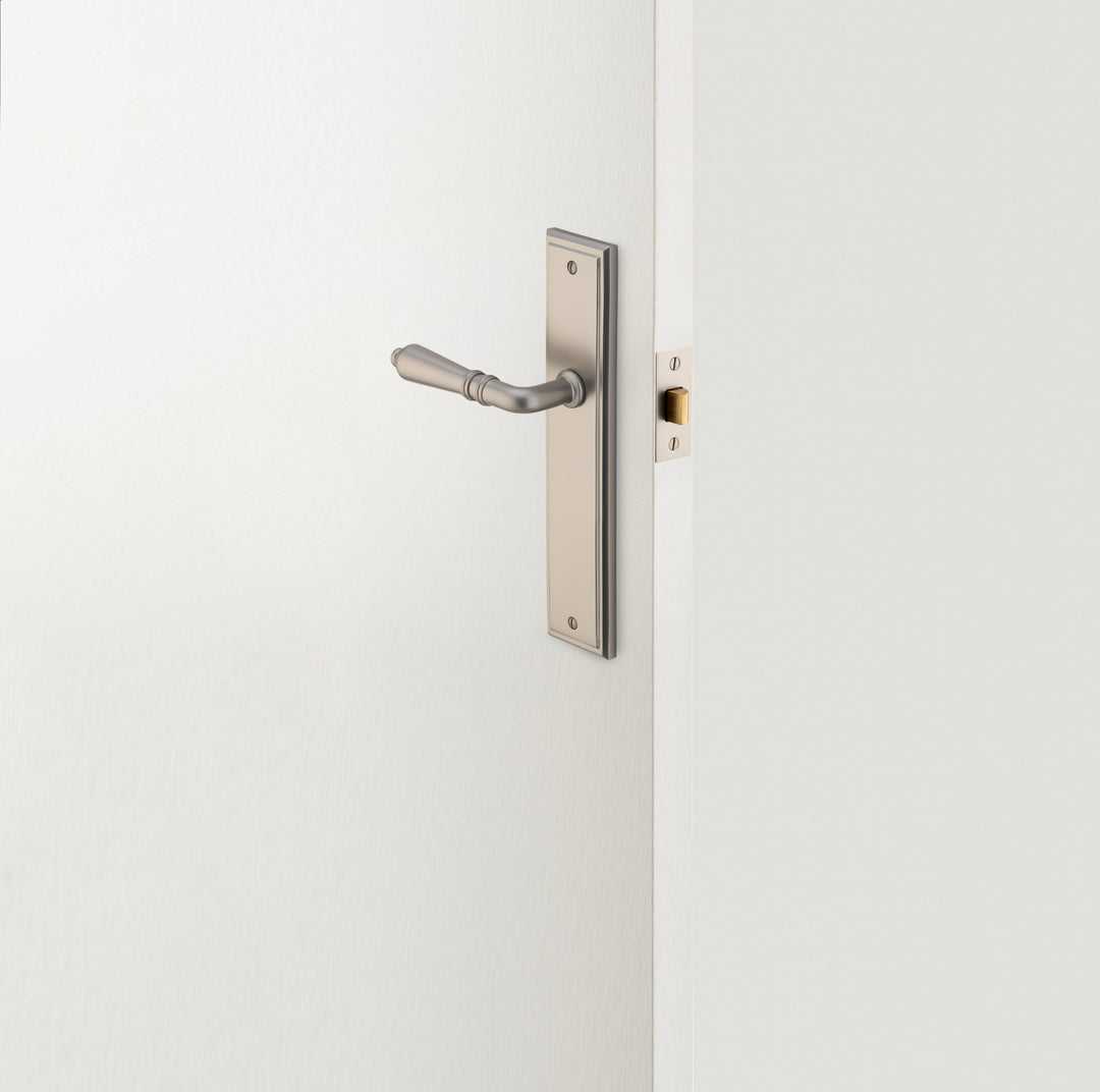 Sarlat Lever - Stepped Backplate Passage Kit Satin Nickel