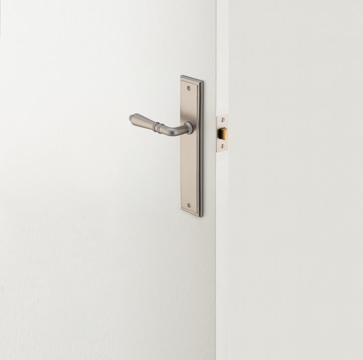 Sarlat Lever - Stepped Backplate Passage Kit Satin Nickel