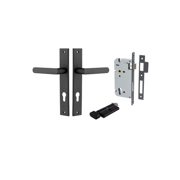 Osaka Lever - Rectangular Backplate Entrance Kit with High Security Lock Matt Black