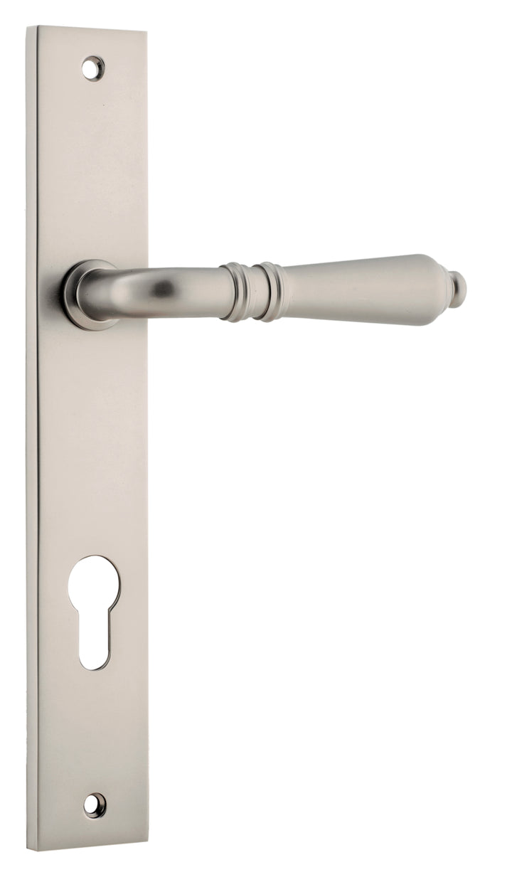 Sarlat Lever - Rectangular Backplate Satin Nickel