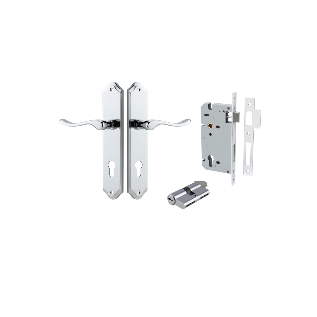 Stirling Lever - Shouldered Backplate Entrance Kit with High Security Lock Polished Chrome