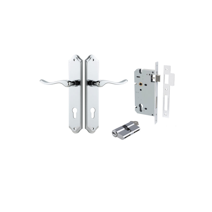 Stirling Lever - Shouldered Backplate Entrance Kit with High Security Lock Polished Chrome