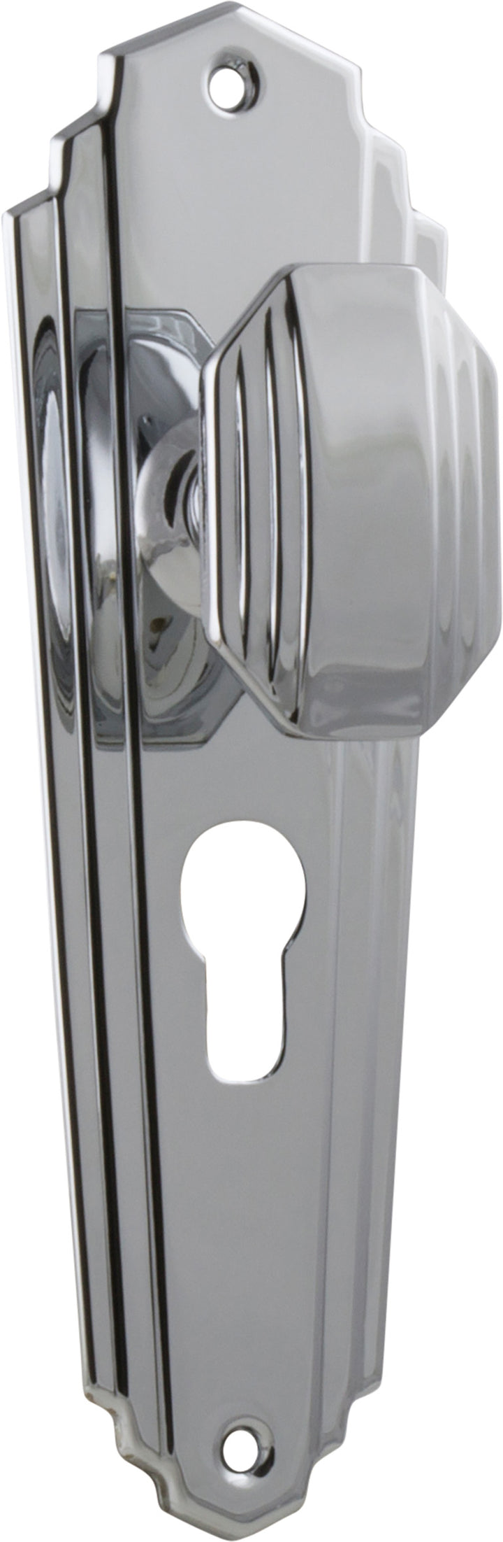 Door Knob Elwood Art Deco Euro Pair Chrome Plated H203xW63xP47mm