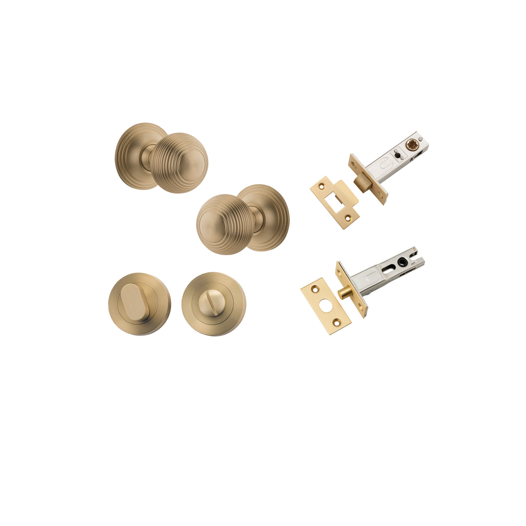 Guildford Knob - Round Rose Privacy Kit with Separate Privacy Turn Brushed Brass