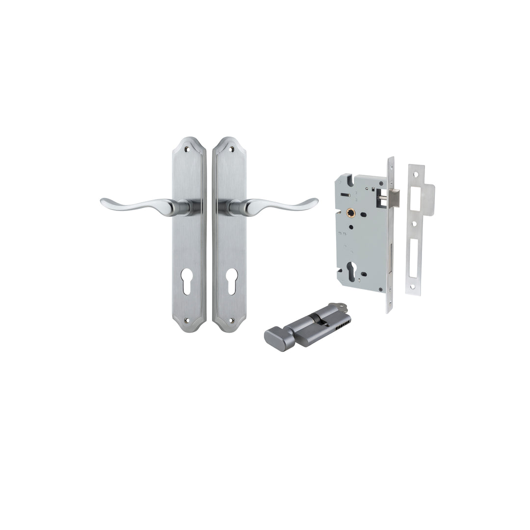 Stirling Lever - Shouldered Backplate Entrance Kit with High Security Lock Brushed Chrome