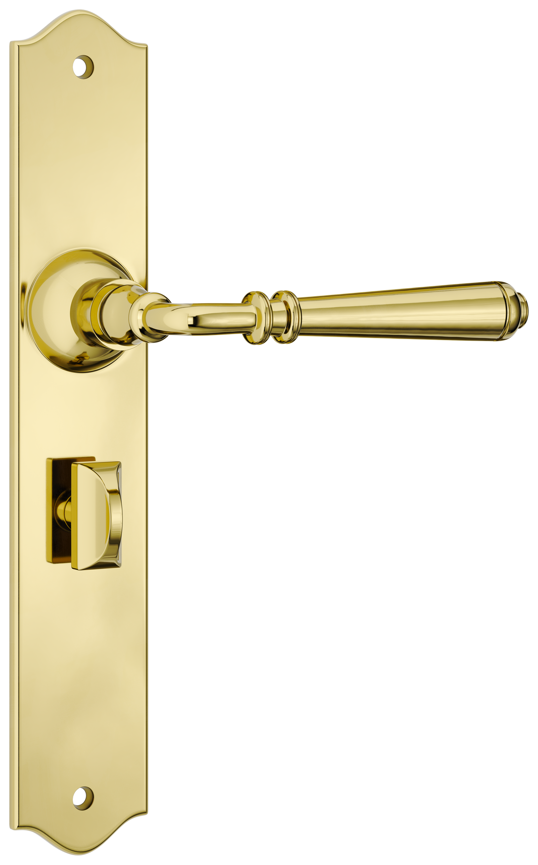 Door Lever Reims Privacy Pair Polished Brass H240xW43xP70mm with privacy adaptor