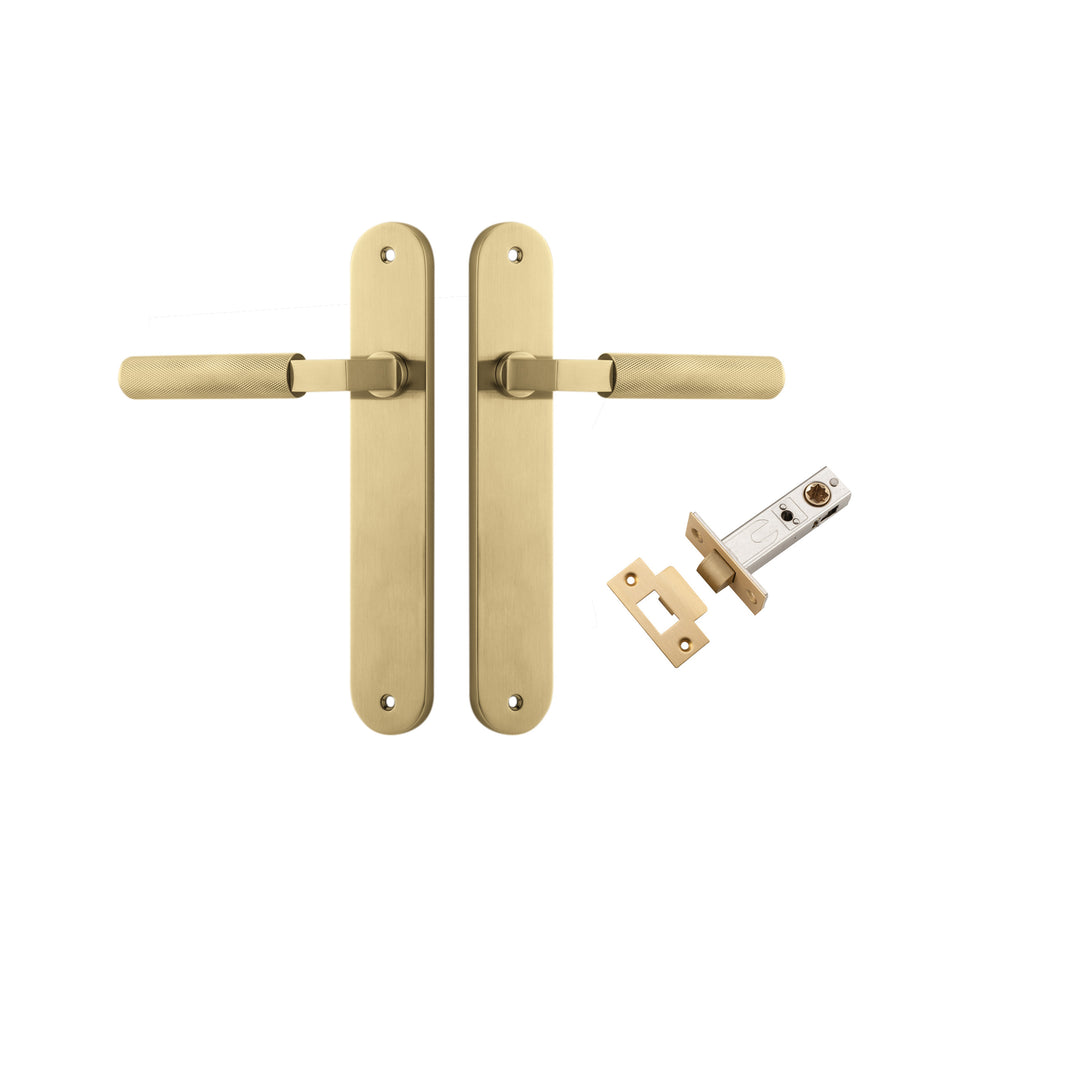 Brunswick Lever - Oval Backplate Passage Kit Brushed Gold PVD
