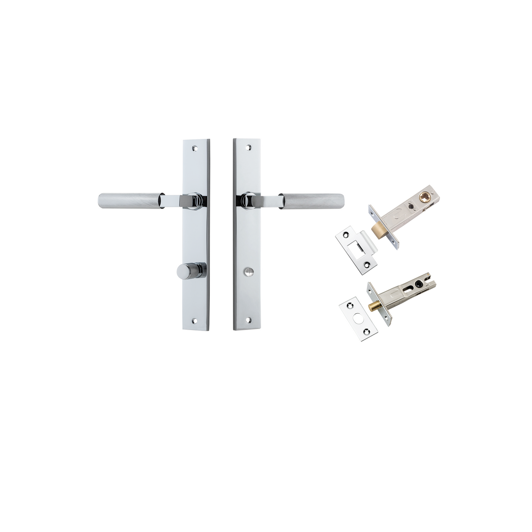 Brunswick Lever - Rectangular Backplate Privacy Kit Polished Chrome