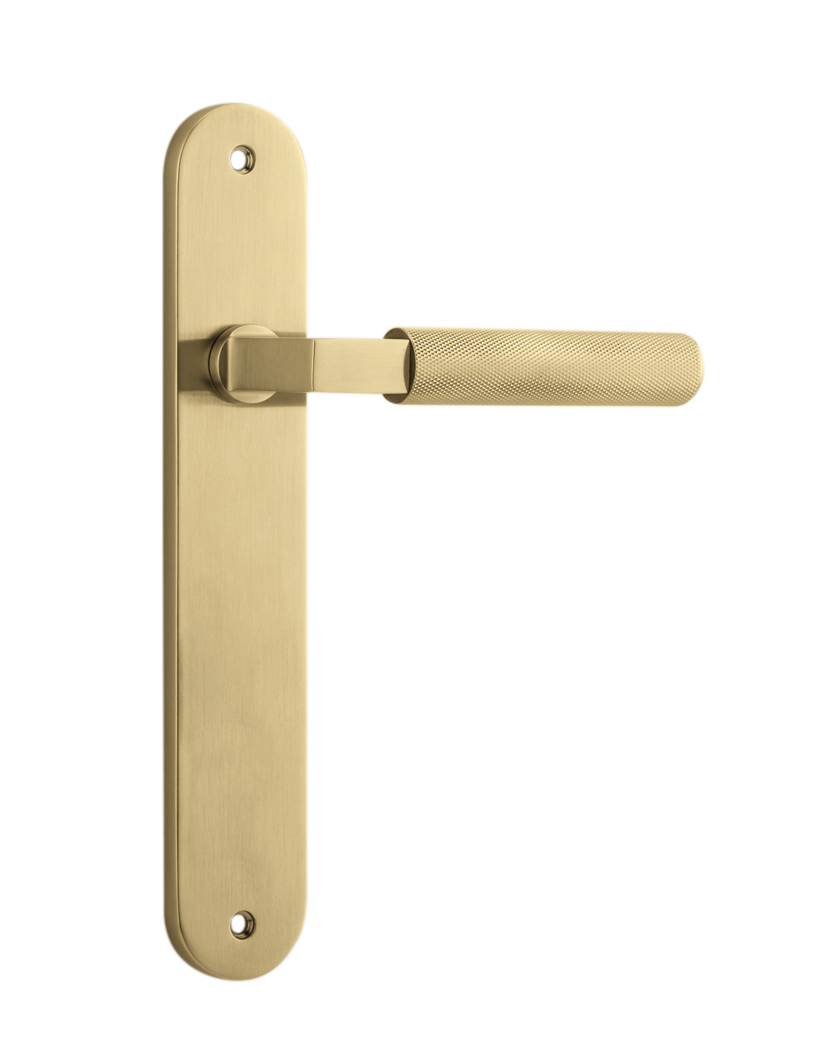 Brunswick Lever - Oval Backplate Brushed Gold PVD