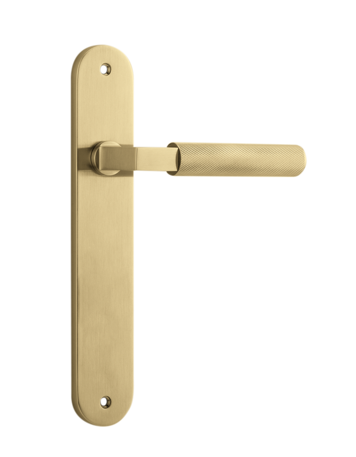 Brunswick Lever - Oval Backplate Brushed Gold PVD