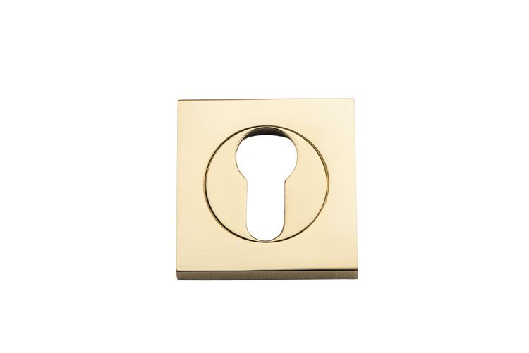 Euro Escutcheons -  Square Polished Brass