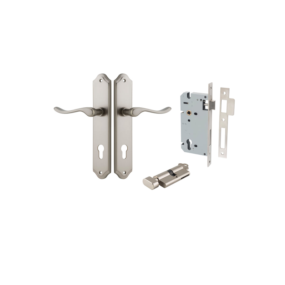 Stirling Lever - Shouldered Backplate Entrance Kit with High Security Lock Satin Nickel