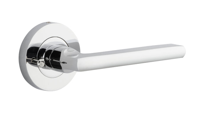 Baltimore Lever - Round Rose (Inbuilt Privacy) Polished Chrome