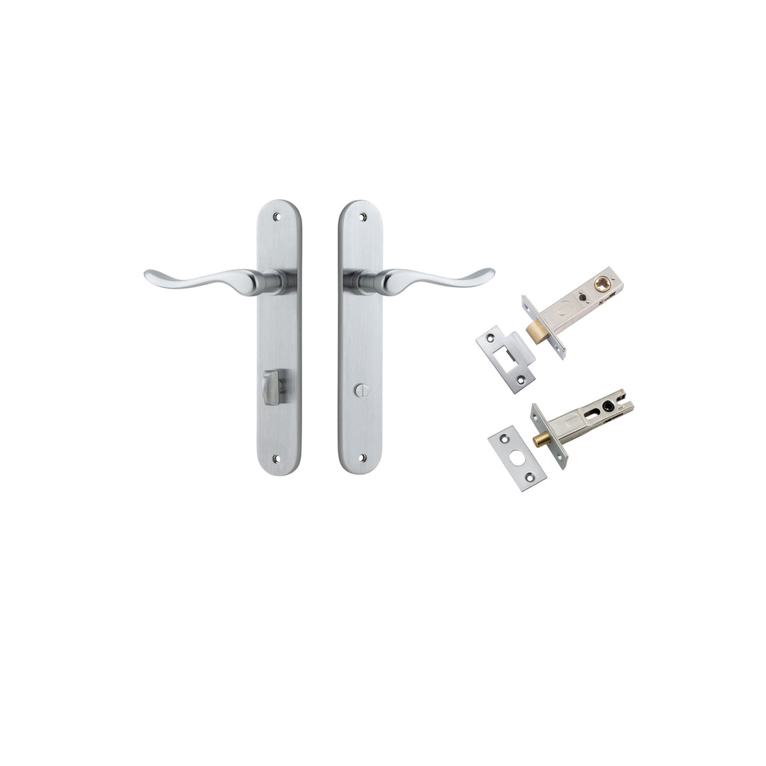 Stirling Lever - Oval Backplate Privacy Kit with Privacy Turn Brushed Chrome