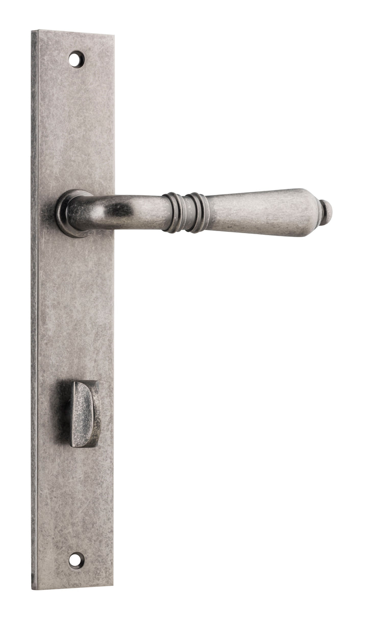 Sarlat Lever - Rectangular Backplate Distressed Nickel