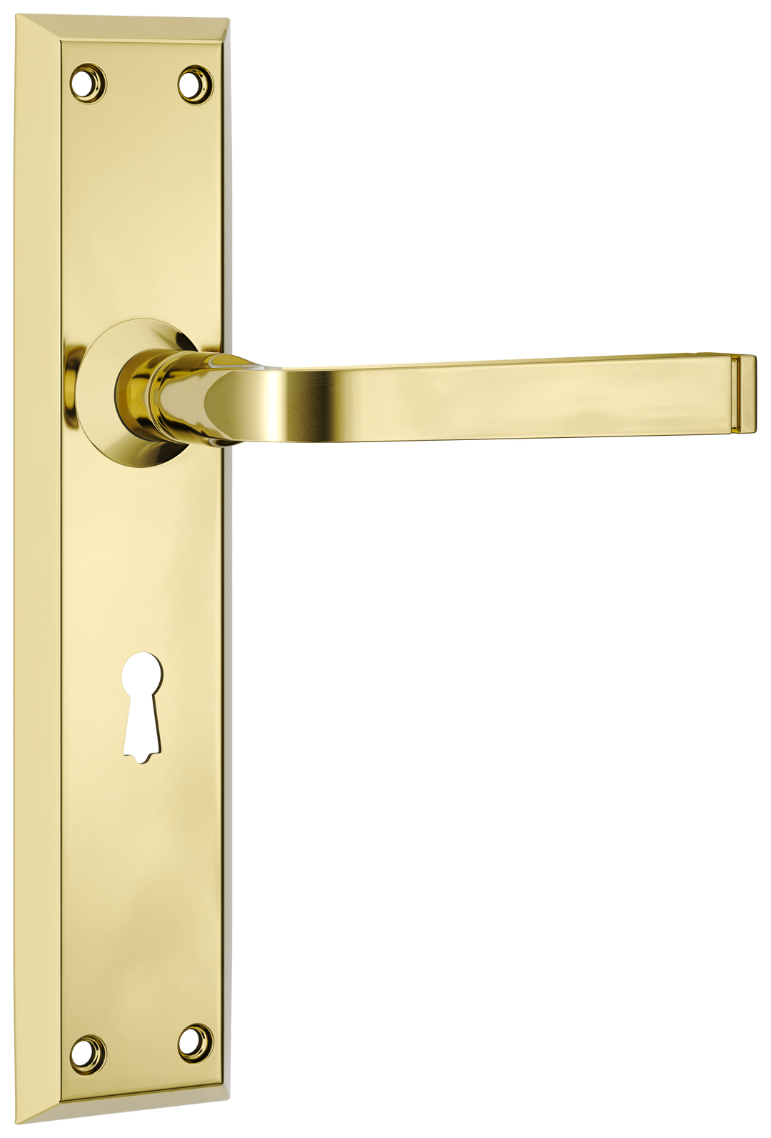 Door Lever Menton Lock Pair Polished Brass H225xW50xP75mm