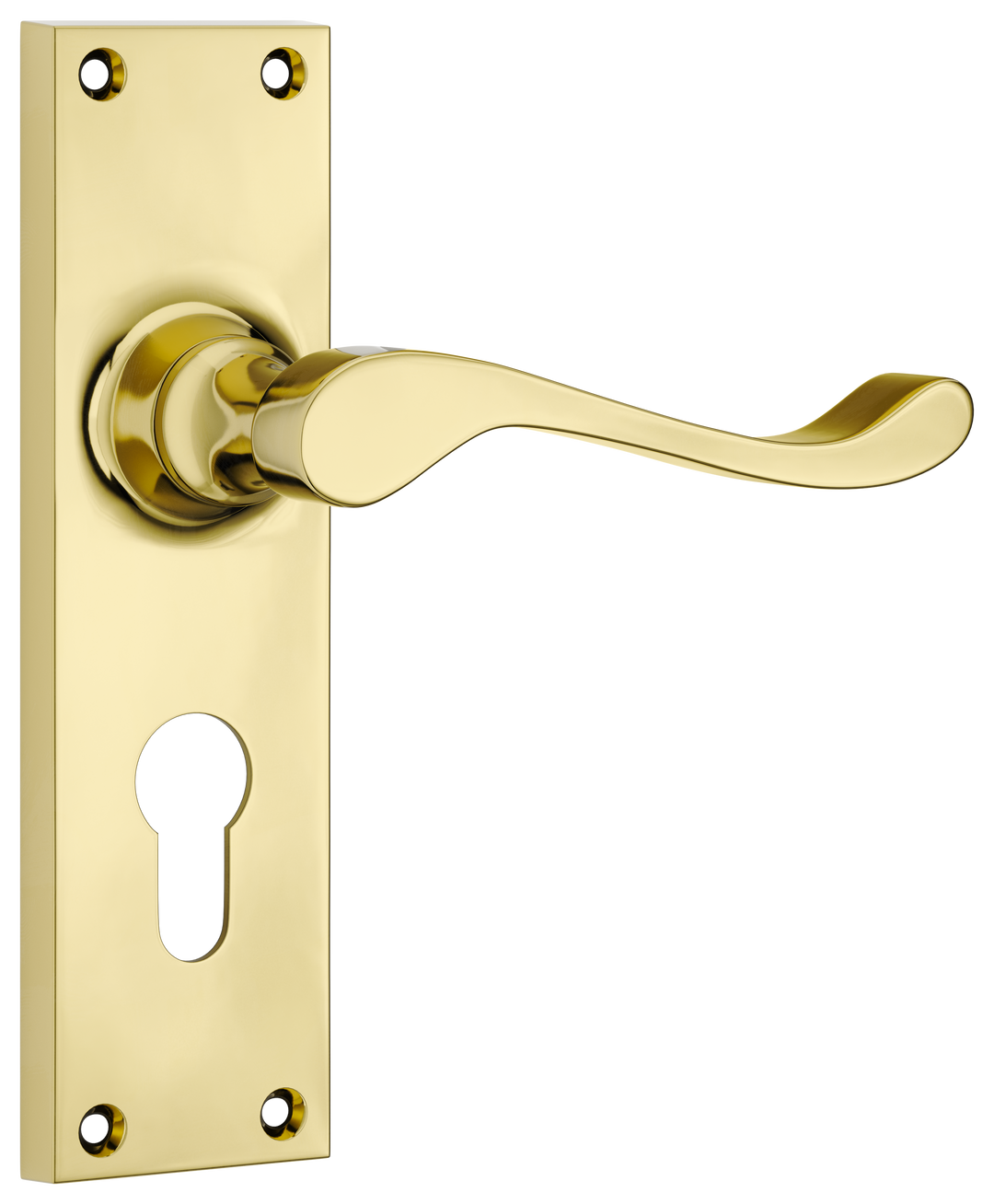 Door Lever Victorian Euro Pair Polished Brass H152xW42xP59mm