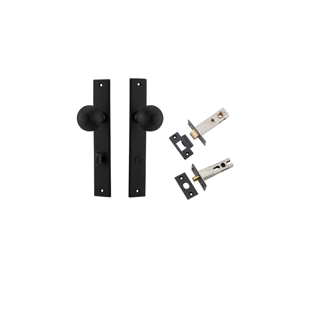 Guildford Knob - Rectangular Backplate Privacy Kit with Privacy Turn Matt Black