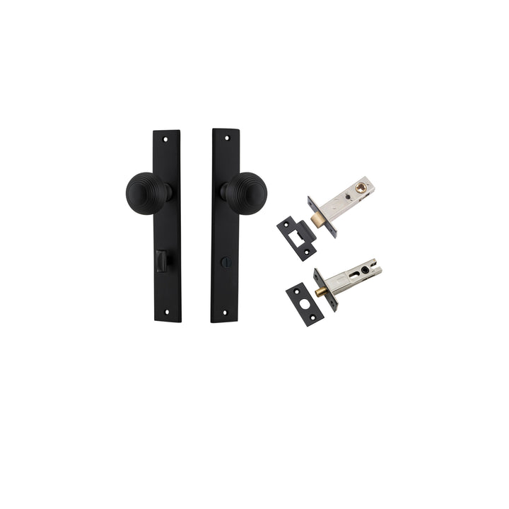 Guildford Knob - Rectangular Backplate Privacy Kit with Privacy Turn Matt Black