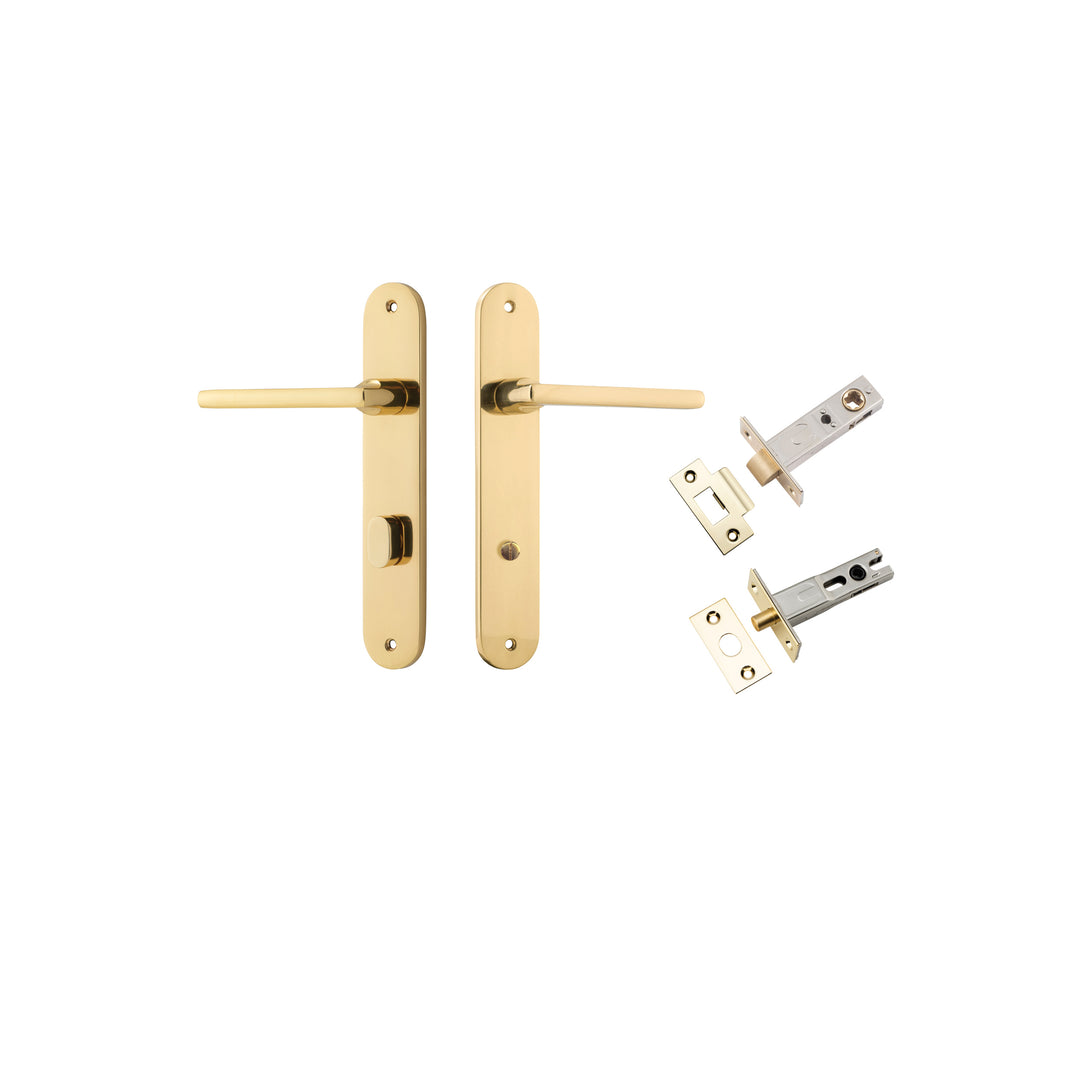 Baltimore Lever - Oval Backplate Privacy Kit with Privacy Turn Polished Brass