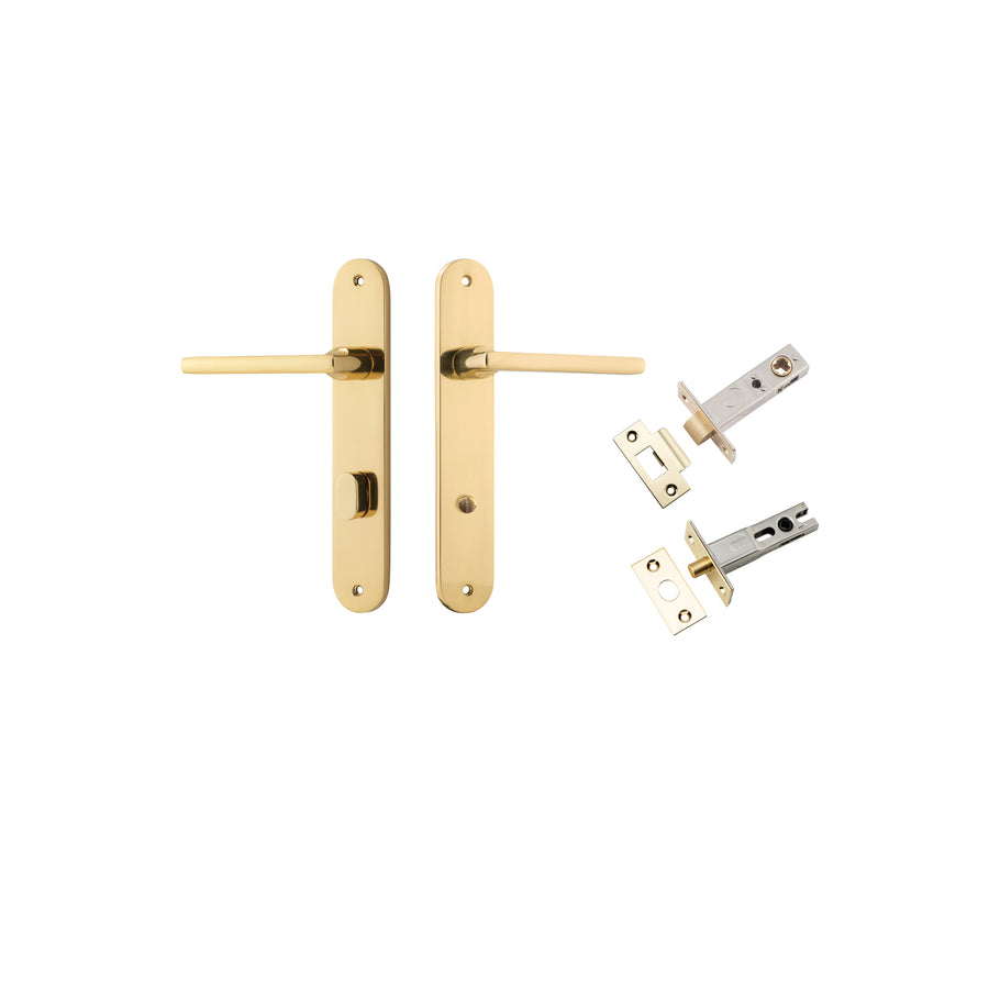 Baltimore Lever - Oval Backplate Privacy Kit with Privacy Turn Polished Brass