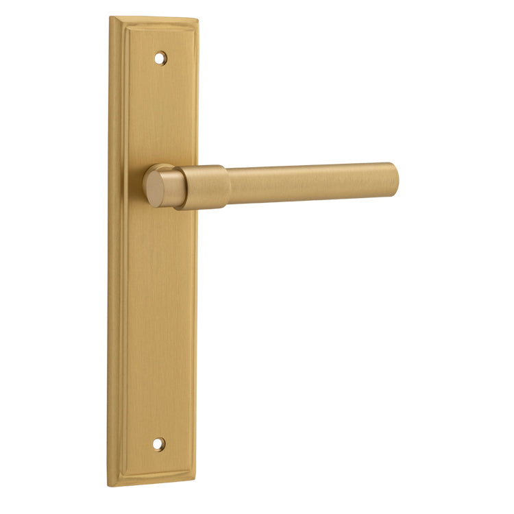 Helsinki Lever - Stepped Backplate Brushed Brass