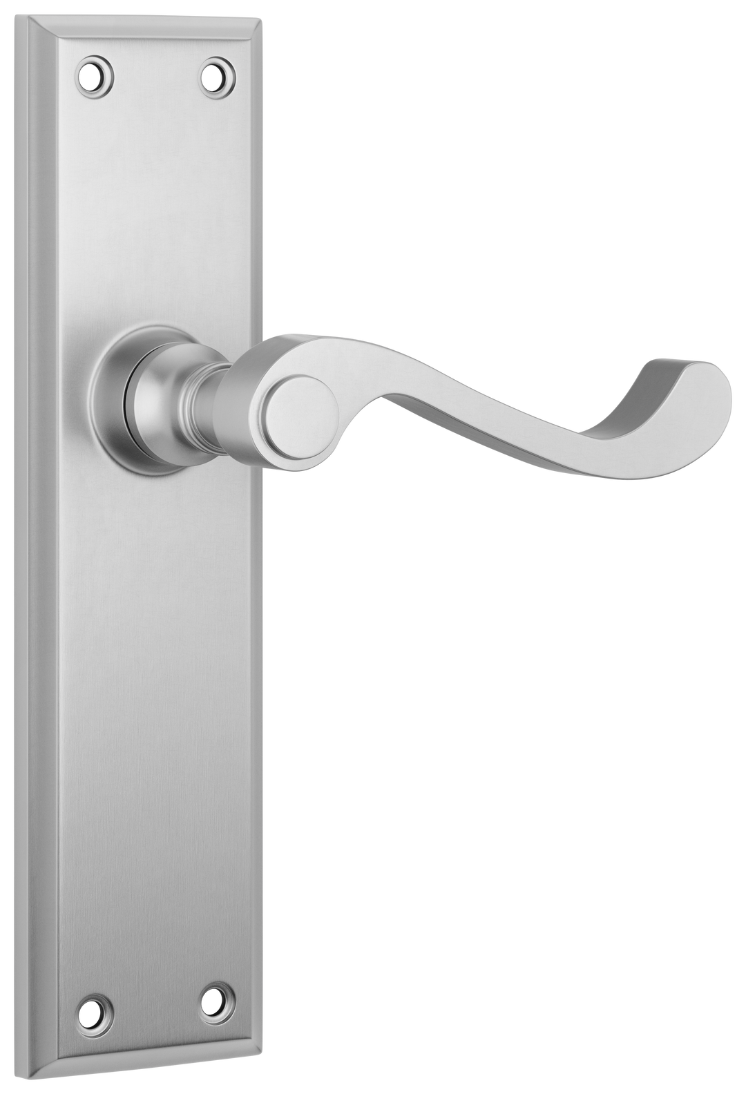 Door Lever Milton Latch Pair Satin Chrome H200xW50xP68mm