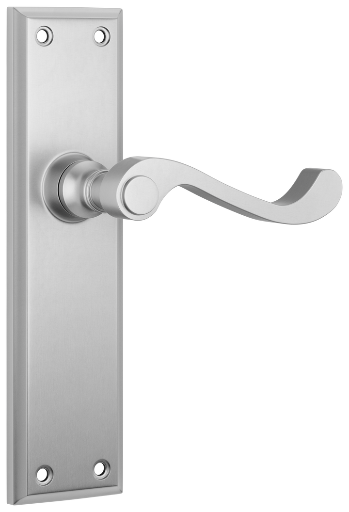 Door Lever Milton Latch Pair Satin Chrome H200xW50xP68mm
