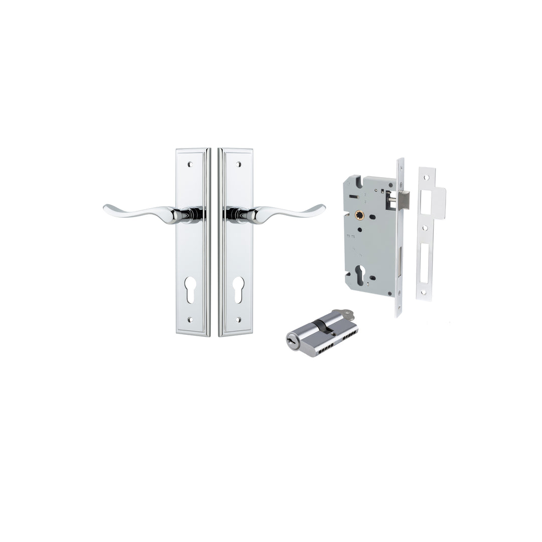 Stirling Lever - Stepped Backplate Entrance Kit with High Security Lock Polished Chrome