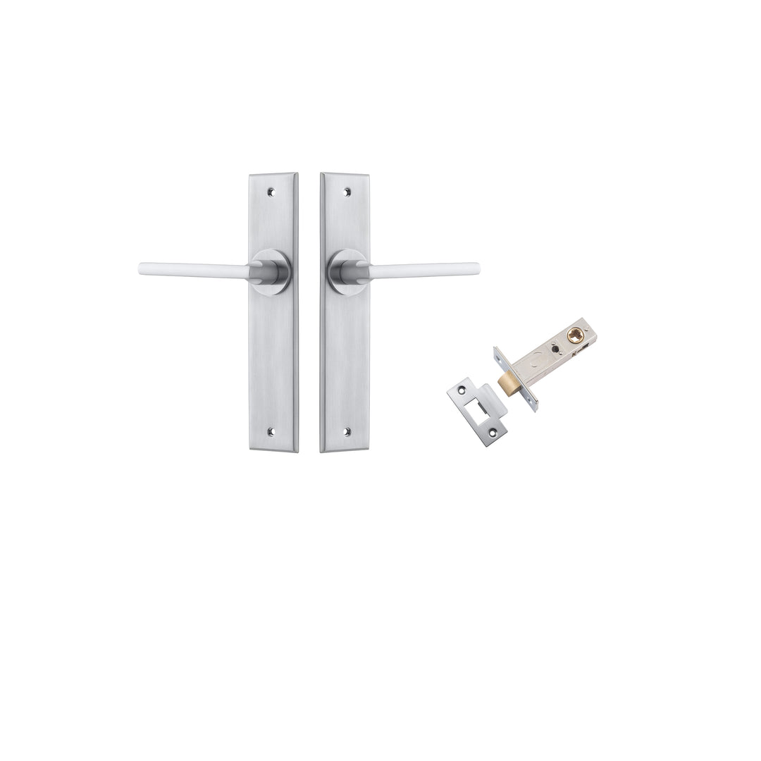 Baltimore Lever - Chamfered Backplate Passage Kit Brushed Chrome