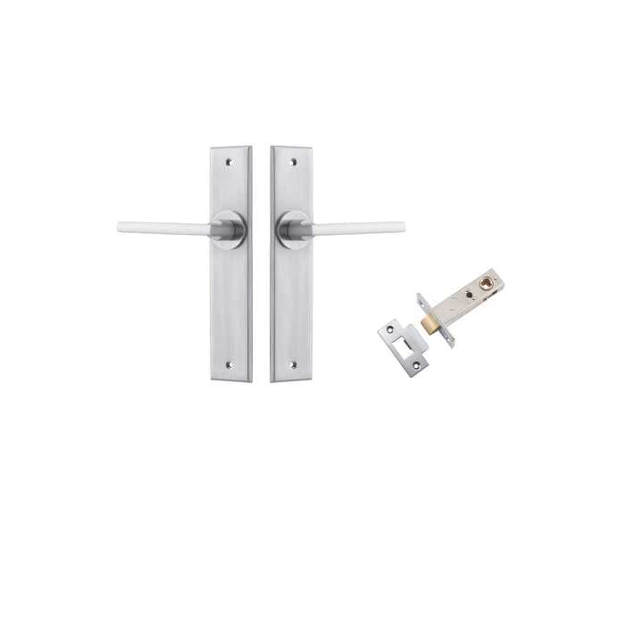 Baltimore Lever - Chamfered Backplate Passage Kit Brushed Chrome
