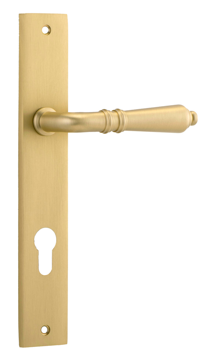 Sarlat Lever - Rectangular Backplate Brushed Gold PVD