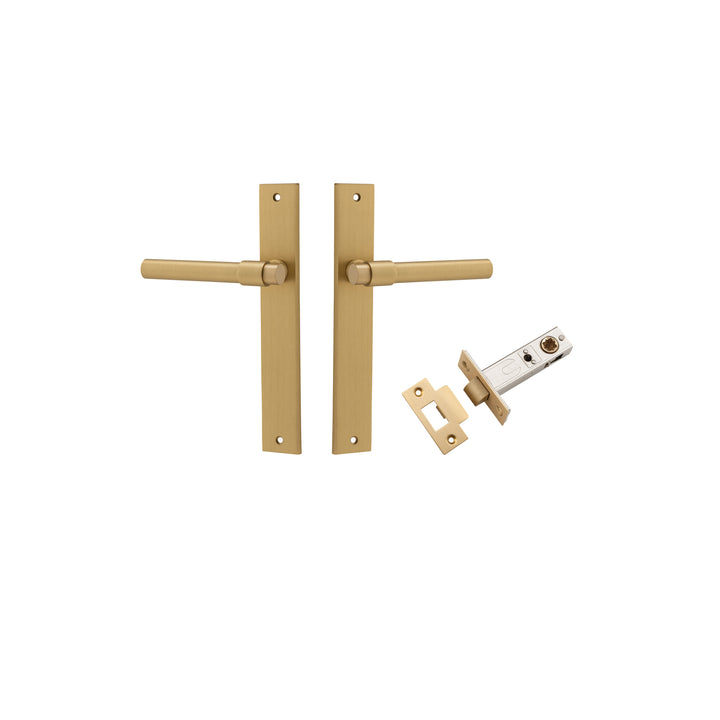Helsinki Lever - Rectangular Backplate Passage Kit Brushed Brass