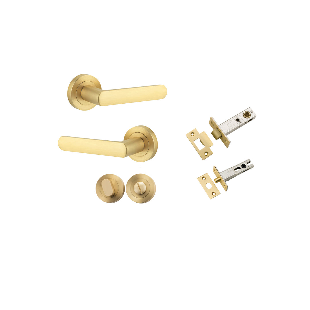 Osaka Lever - Round Rose Privacy Kit with Separate Privacy Turn Brushed Gold PVD
