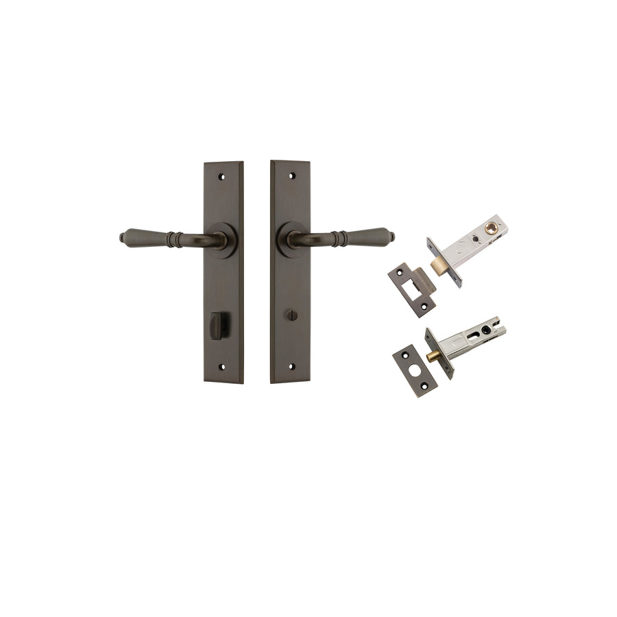 Sarlat Lever - Chamfered Backplate Privacy Kit with Privacy Turn Signature Brass