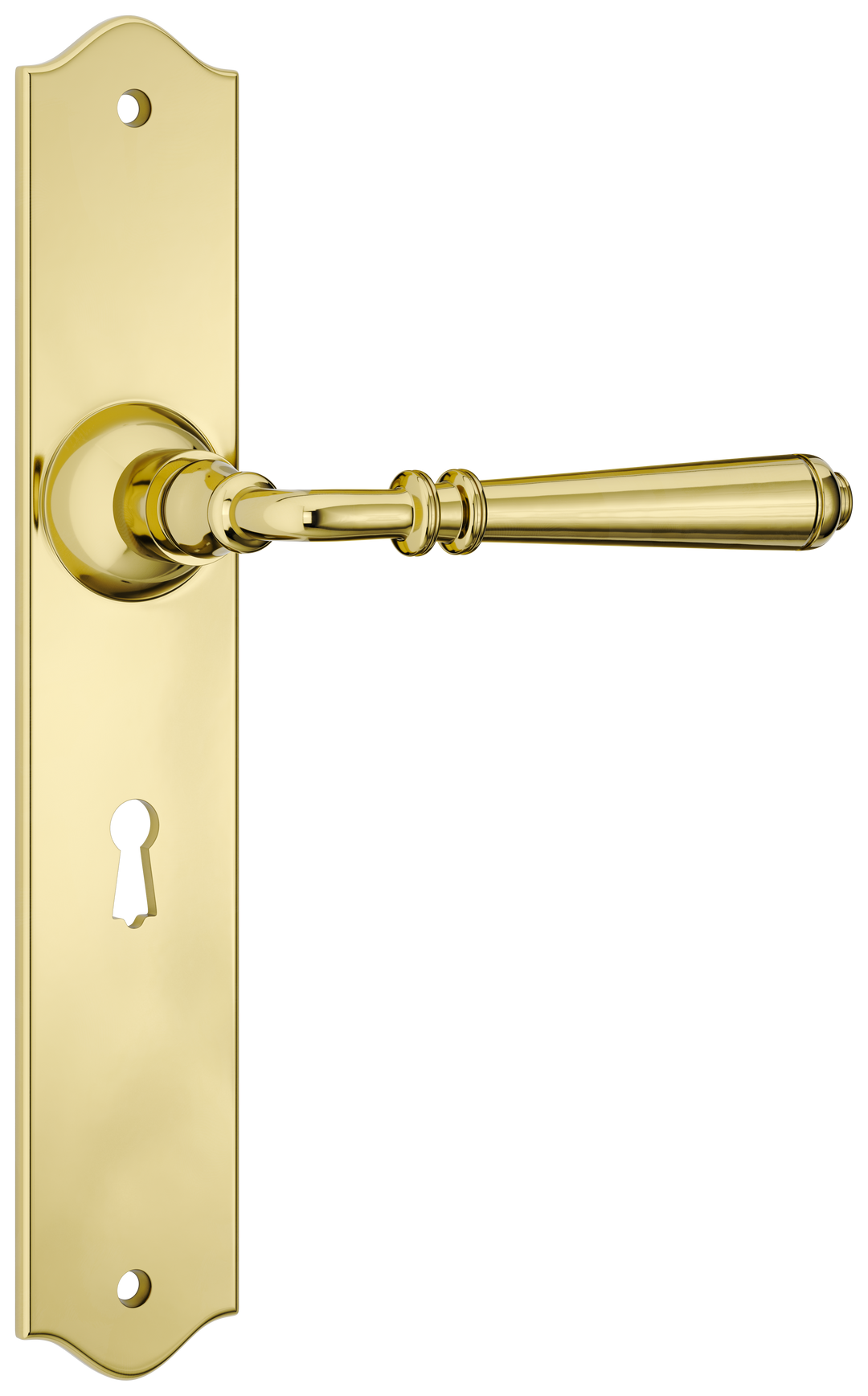 Door Lever Reims Lock Pair Polished Brass H240xW43xP70mm