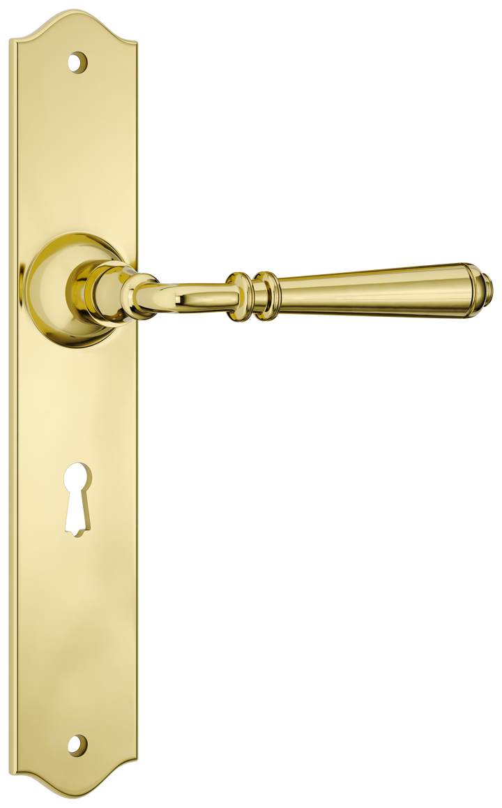 Door Lever Reims Lock Pair Polished Brass H240xW43xP70mm