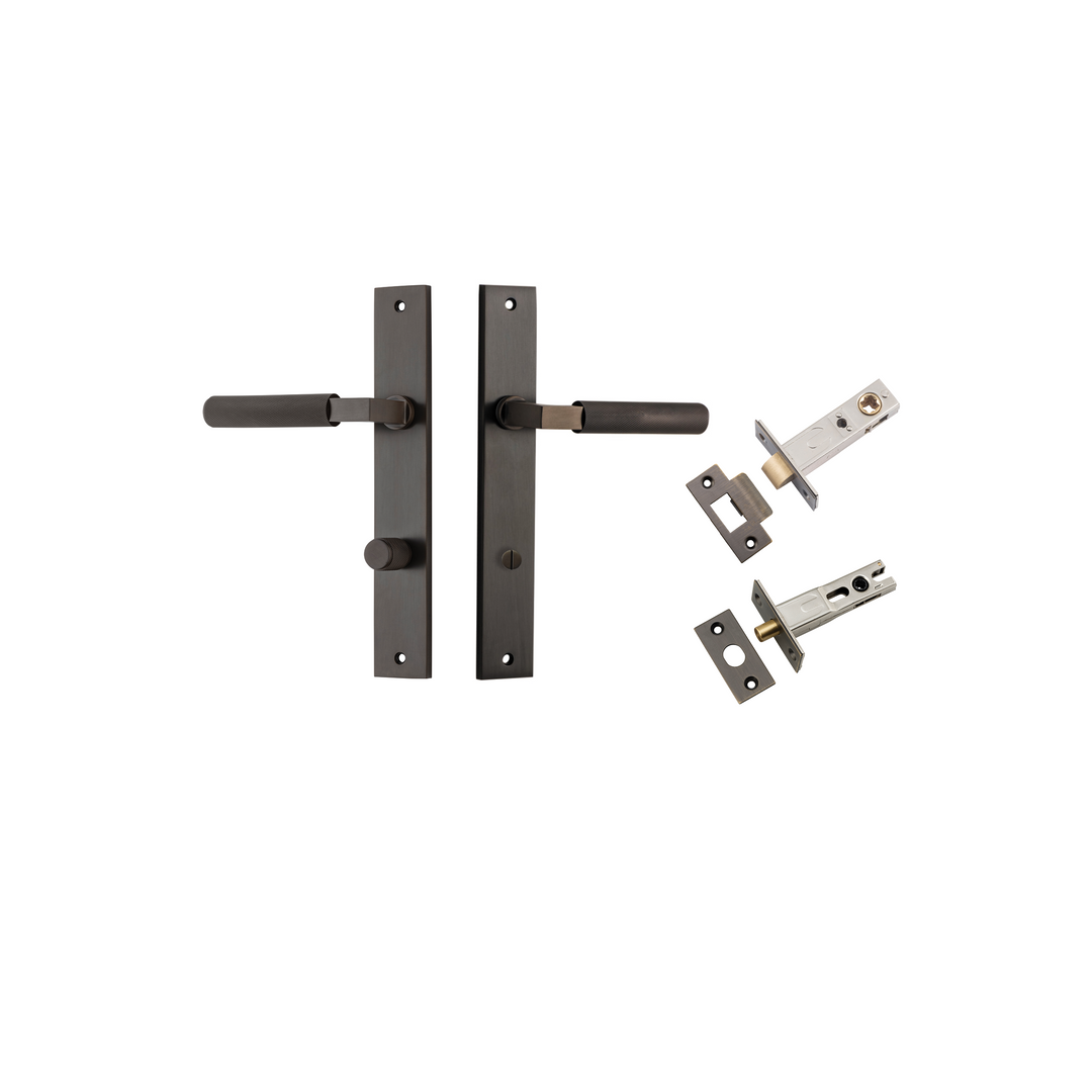Brunswick Lever - Rectangular Backplate Privacy Kit Signature Brass