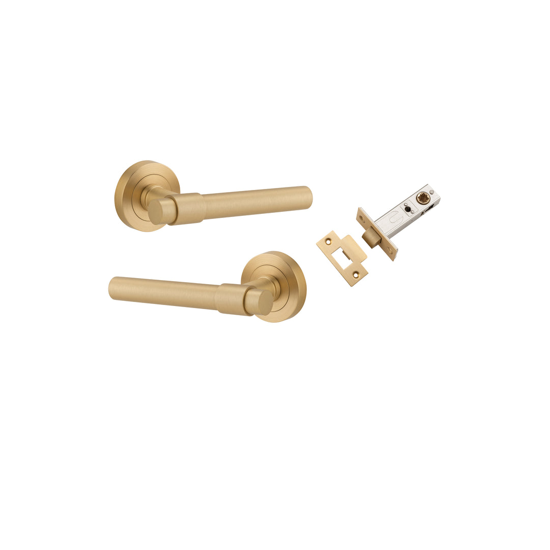 Helsinki Lever - Round Rose Passage Kit Brushed Brass