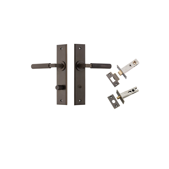 Brunswick Lever - Chamfered Backplate Privacy Kit Signature Brass