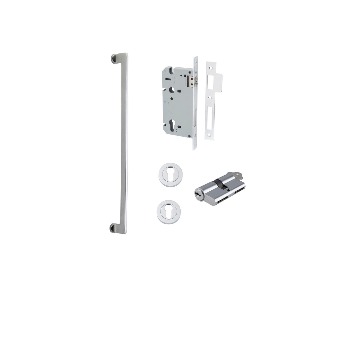 Baltimore Pull Handle - 600mm Entrance Kit with Separate High Security Lock Brushed Chrome