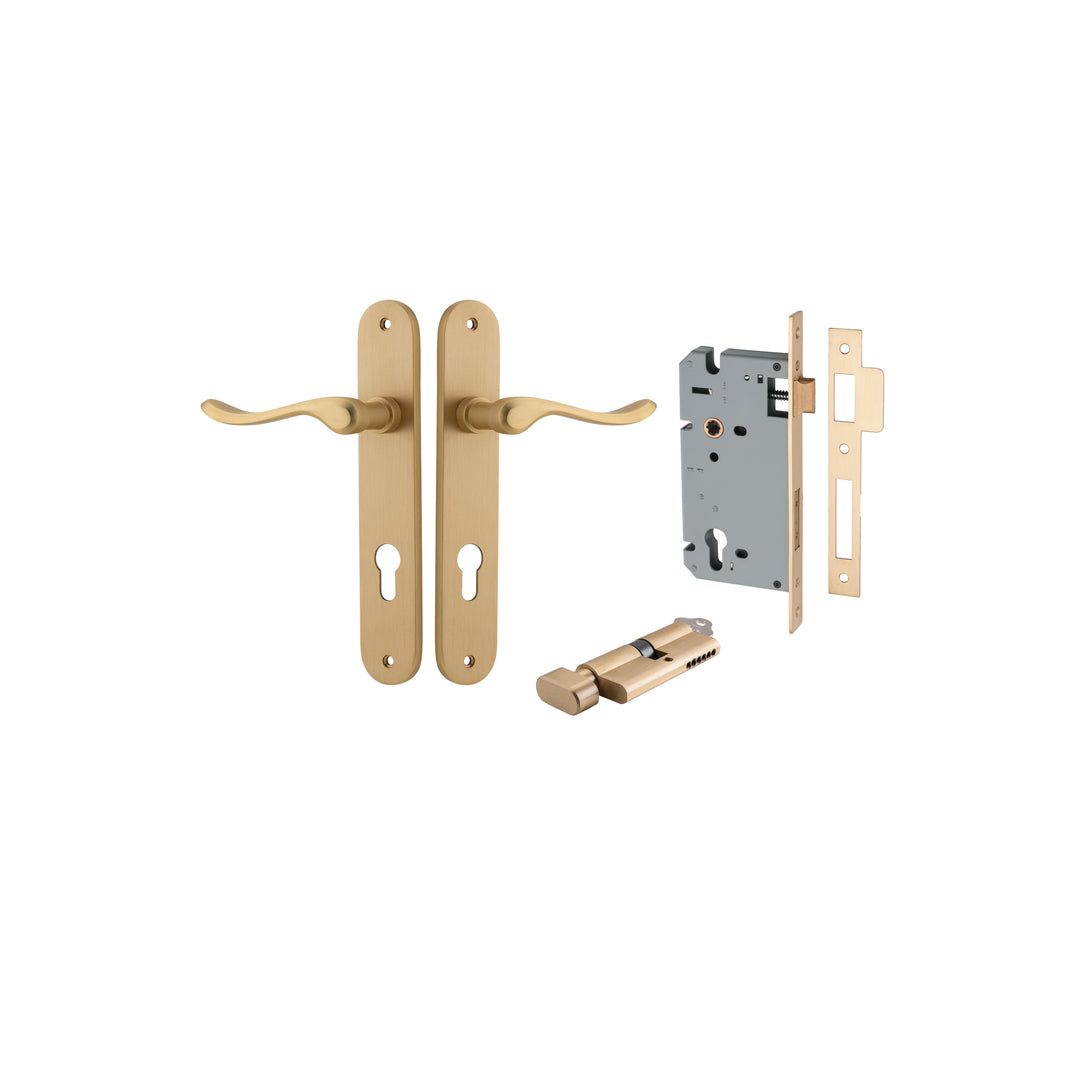 Stirling Lever - Oval Backplate Entrance Kit with High Security Lock Brushed Brass