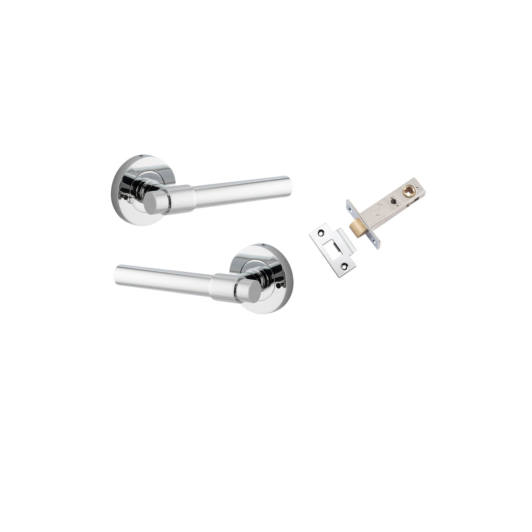 Helsinki Lever - Round Rose (Inbuilt Privacy) Polished Chrome