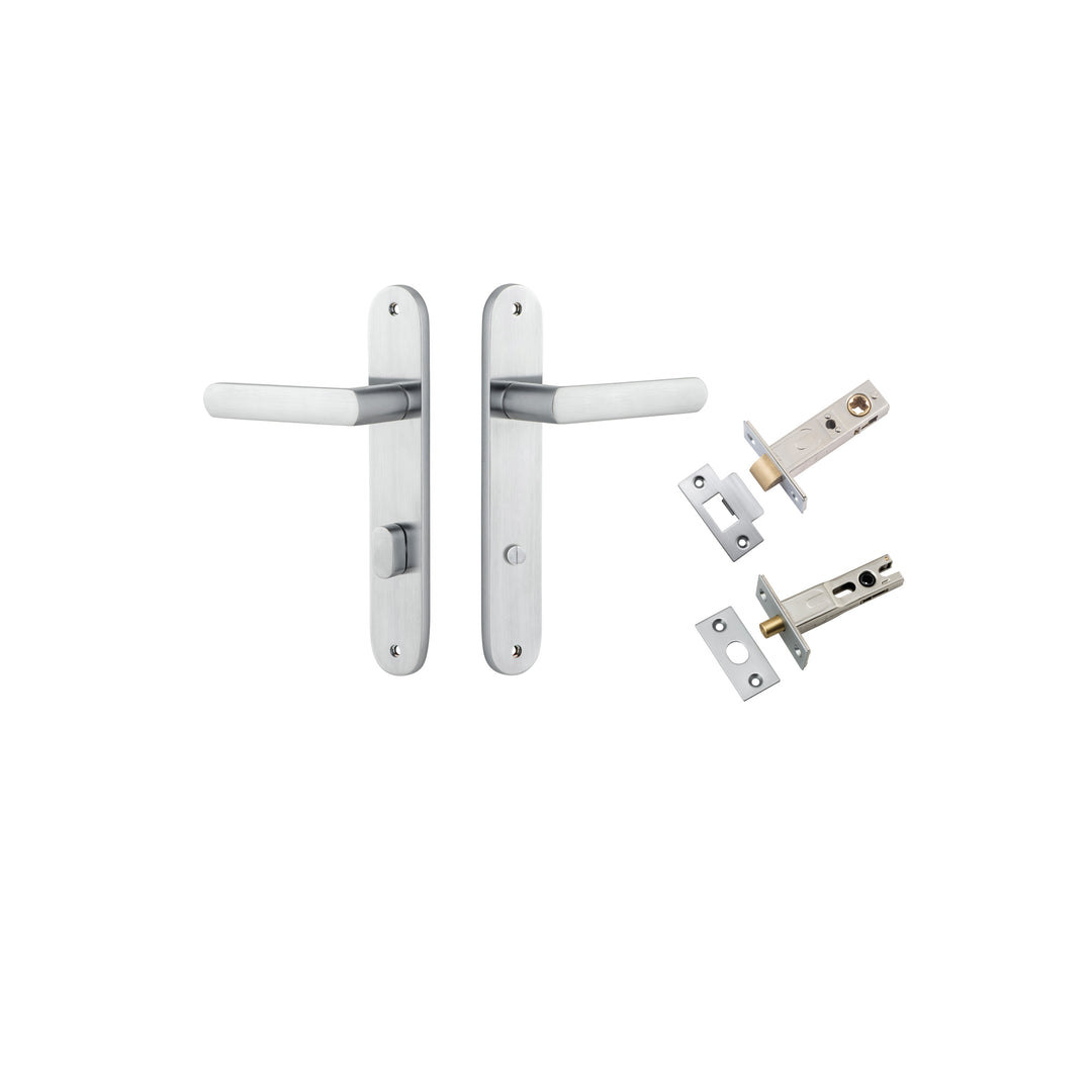 Osaka Lever - Oval Backplate Privacy Kit with Privacy Turn Brushed Chrome