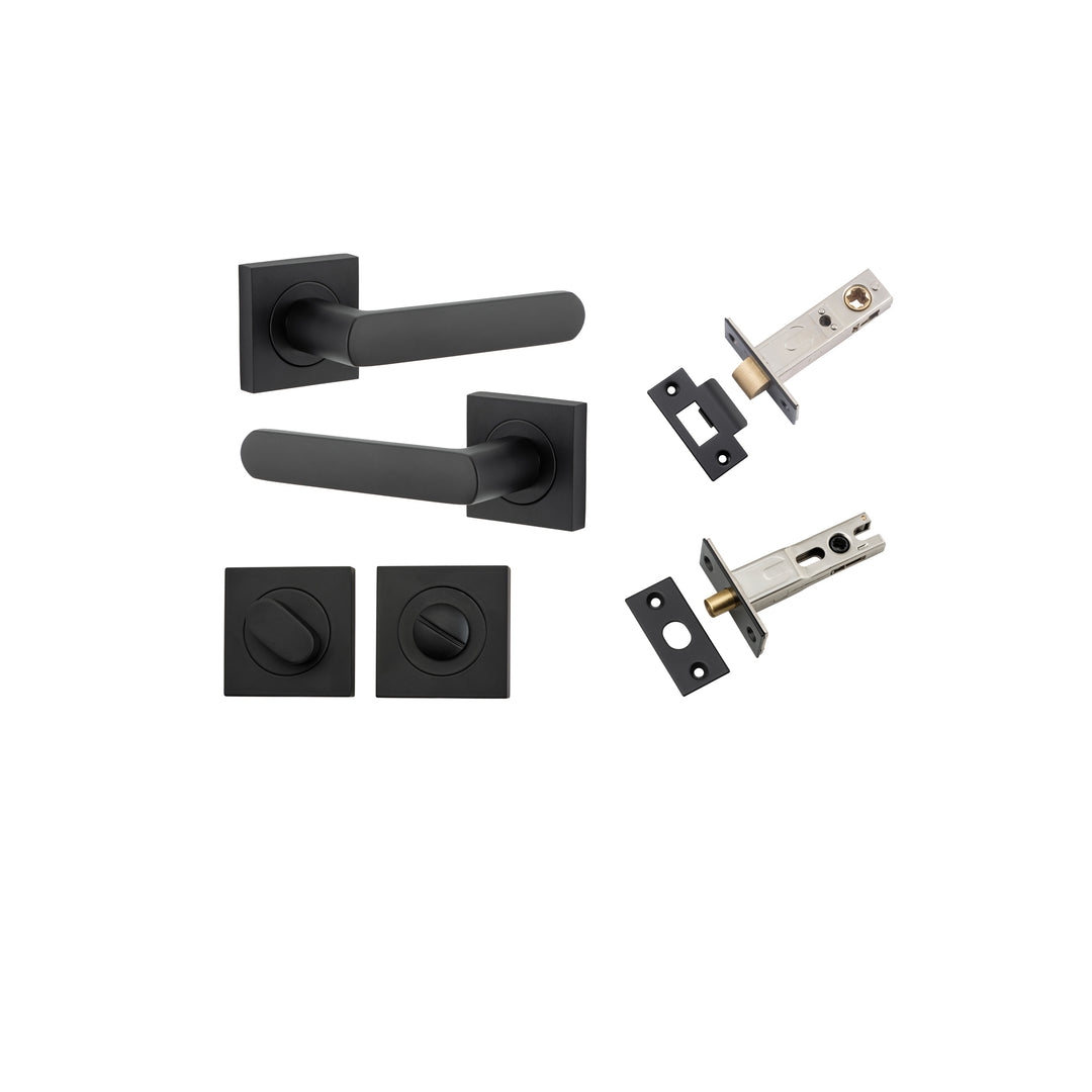 Osaka Lever - Square Rose Privacy Kit with Separate Privacy Turn Matt Black
