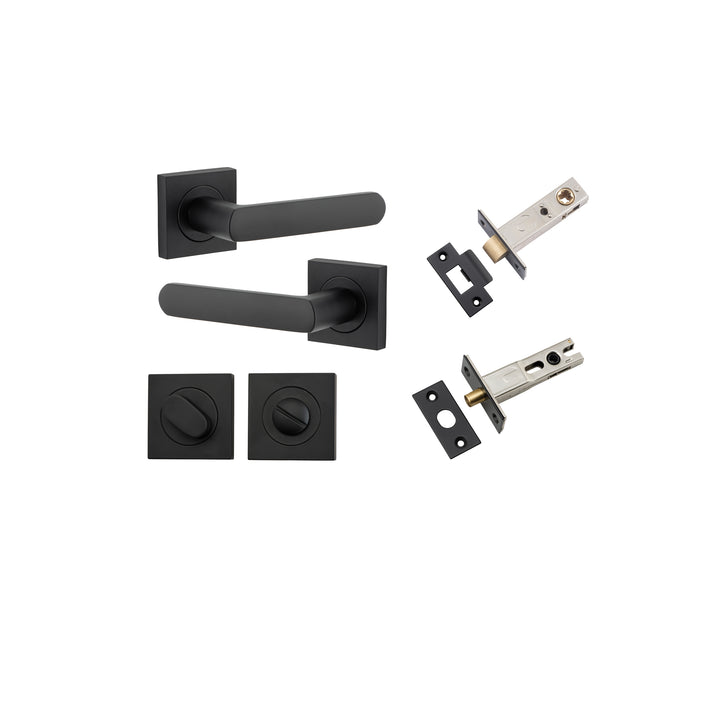 Osaka Lever - Square Rose Privacy Kit with Separate Privacy Turn Matt Black