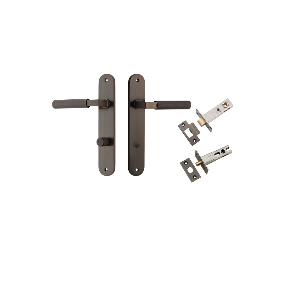 Brunswick Lever - Oval Backplate Privacy Kit Signature Brass