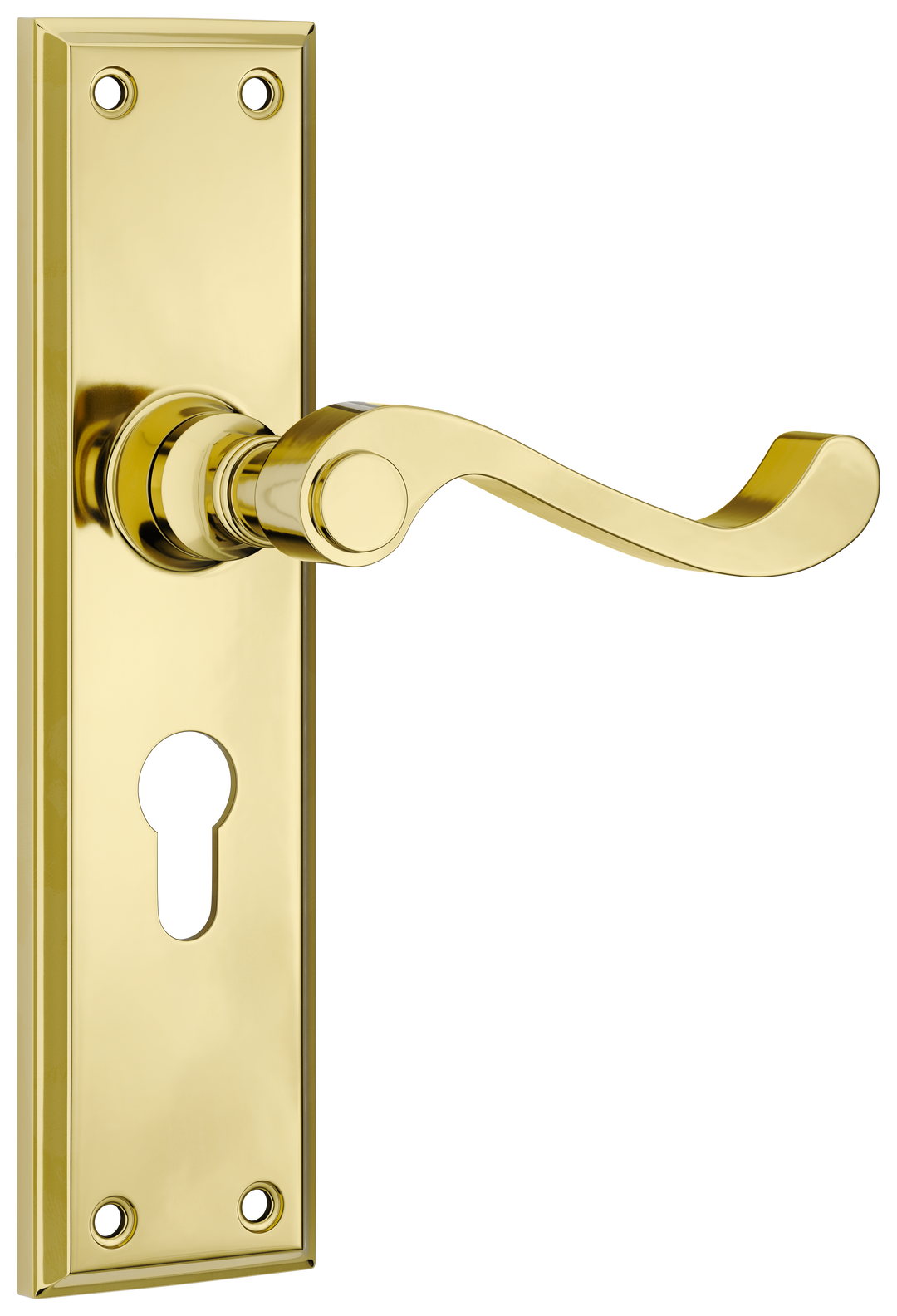 Door Lever Milton Euro Pair Polished Brass H200xW50xP68mm