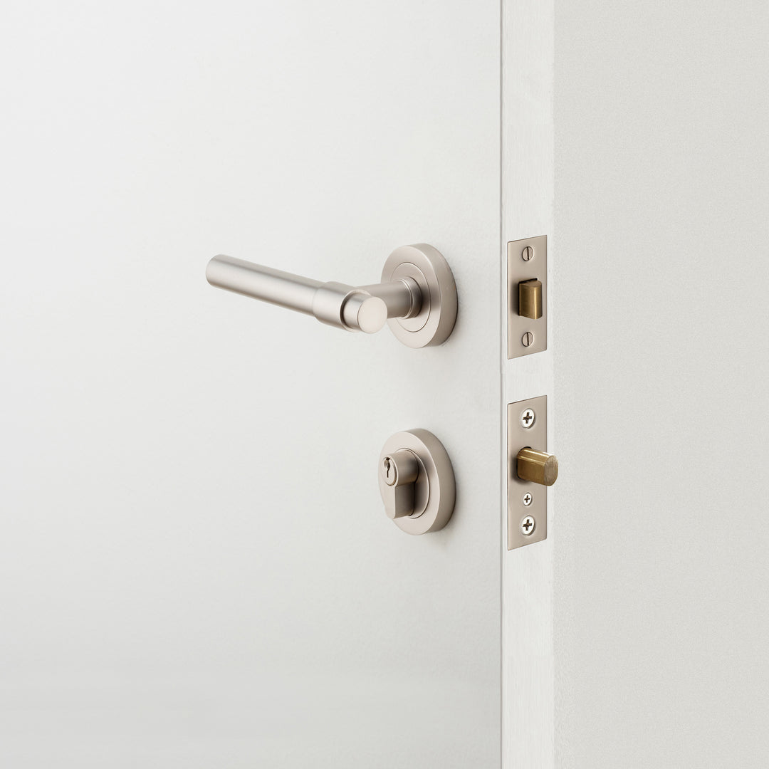 Euro Mortice Deadbolt Kit - 60mm Backset with Round Euro Escutcheon Key/Key Satin Nickel